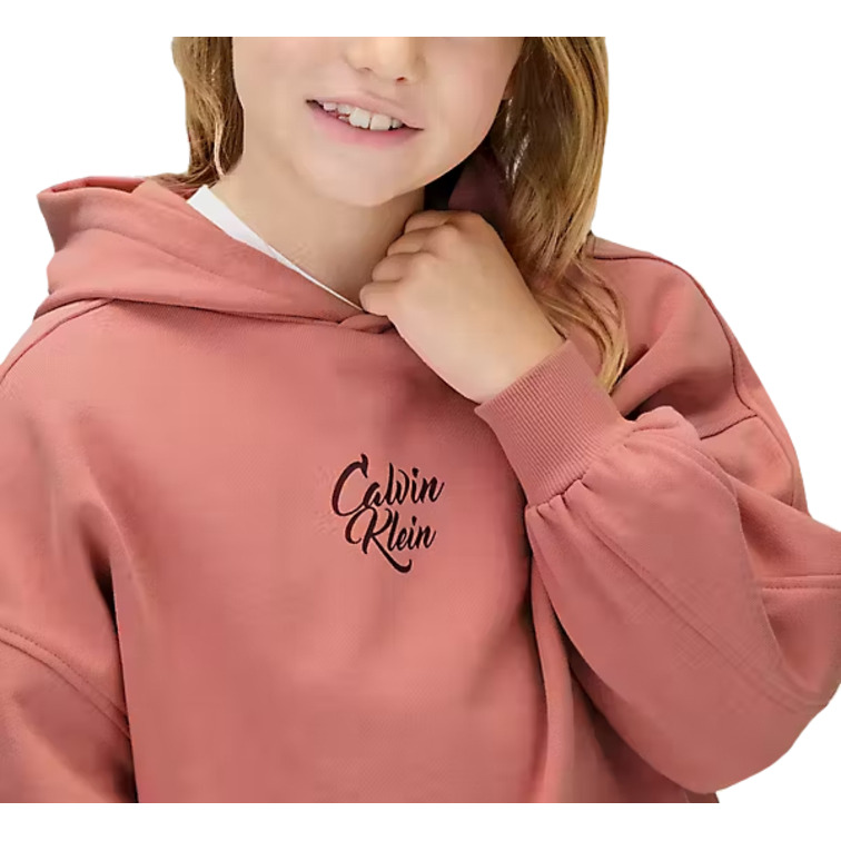 sweat-shirt fille  calvin klein script logo graphic terry hood