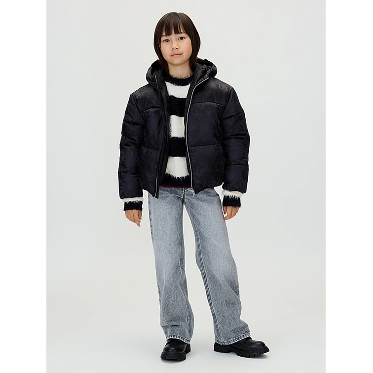 cazadora fille  calvin klein ck logo aop puffer jacket