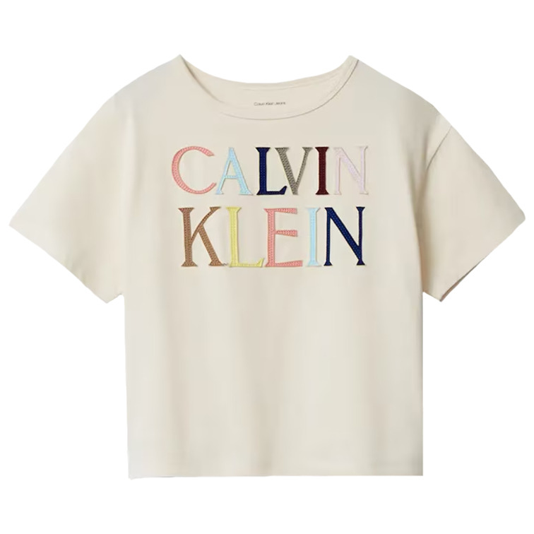 t-shirt fille  calvin klein colored logo ss t-shirt