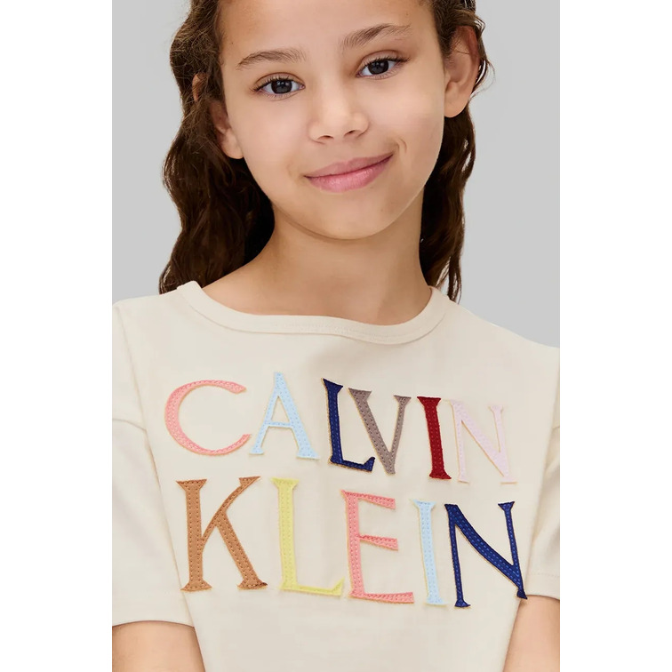 t-shirt fille  calvin klein colored logo ss t-shirt