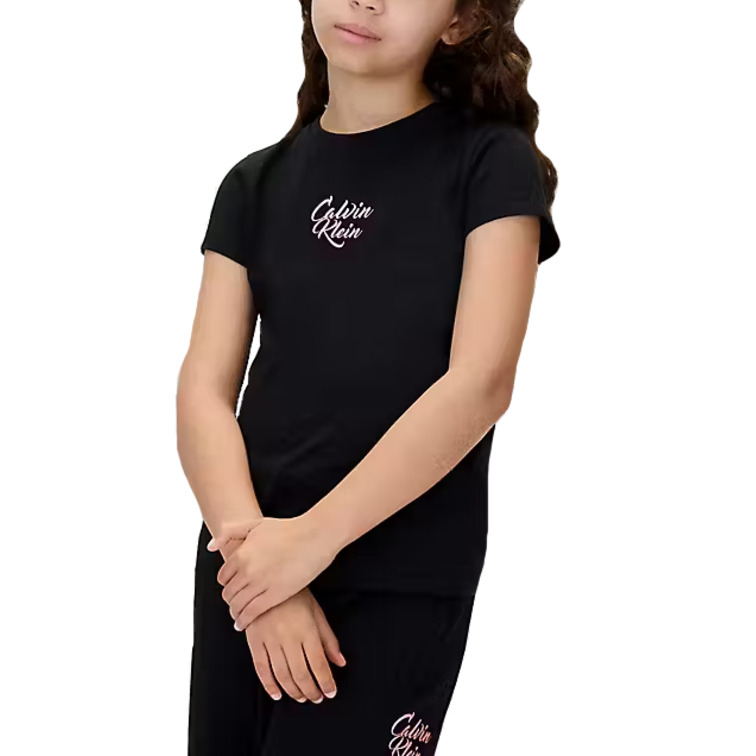 t-shirt fille  calvin klein script logo graphic ss t-shirt