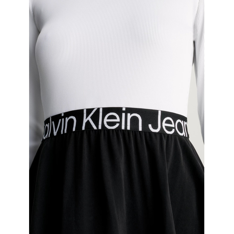 robe femme  ck logo elastic long sleeve dress