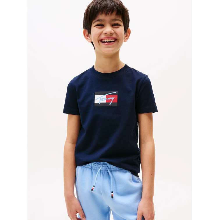 garçon tommy script flag print tee ss c1g