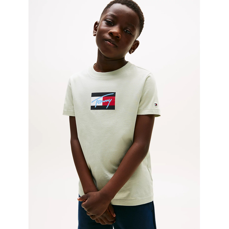 garçon tommy script flag print tee ss m1c