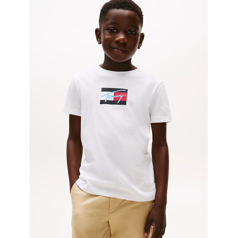 garçon tommy script flag print tee ss ybr