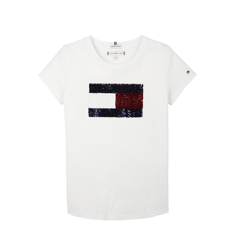 t-shirt fille  th flag flip sequins tee s/s