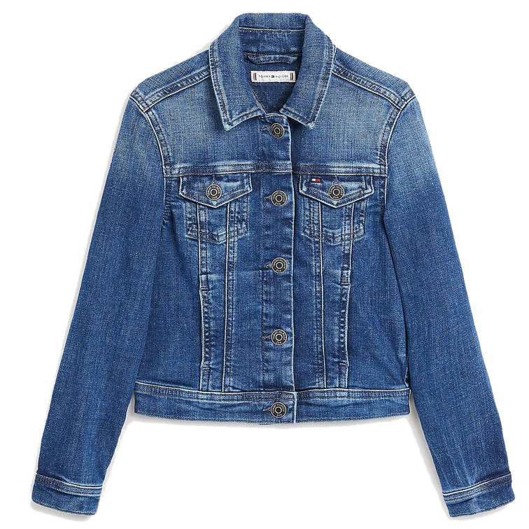 veste trucker en denim délavé fille tommy hilfiger