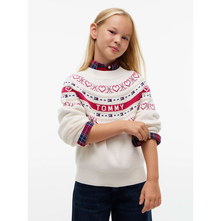 maillot fille  tommy hilfiger intarsia sweater