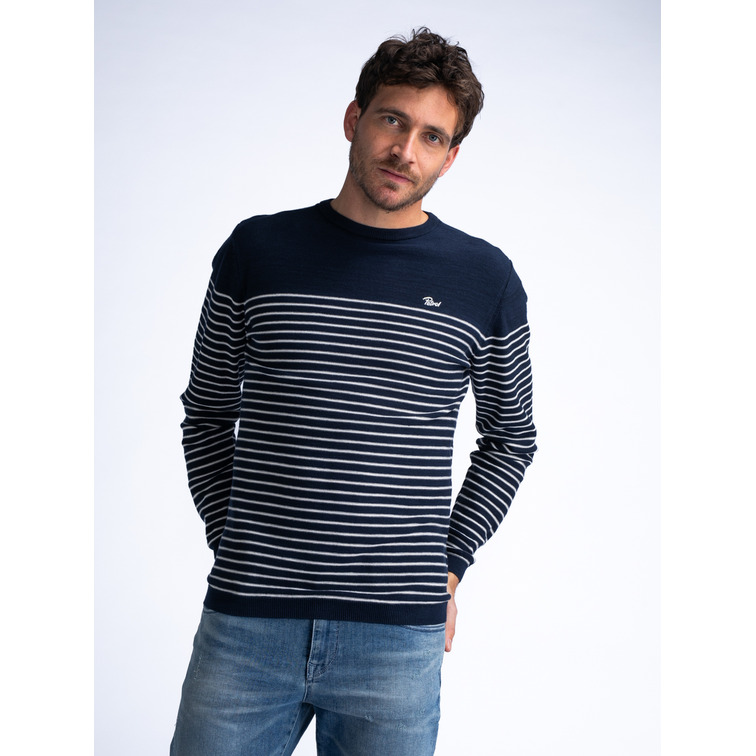 maillot homme  petrol men knitwear round neck basic