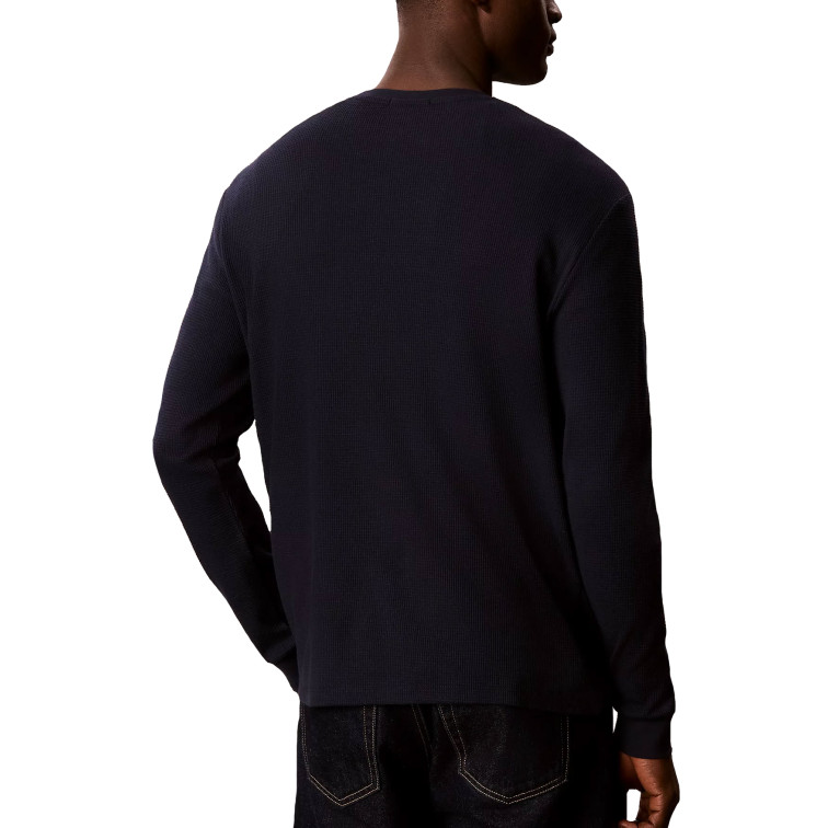 t-shirt homme  calvin klein ls microwaffle heritage lbl te