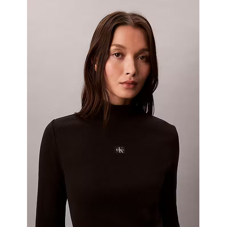 chemise femme  calvin klein w ls woven label turtleneck