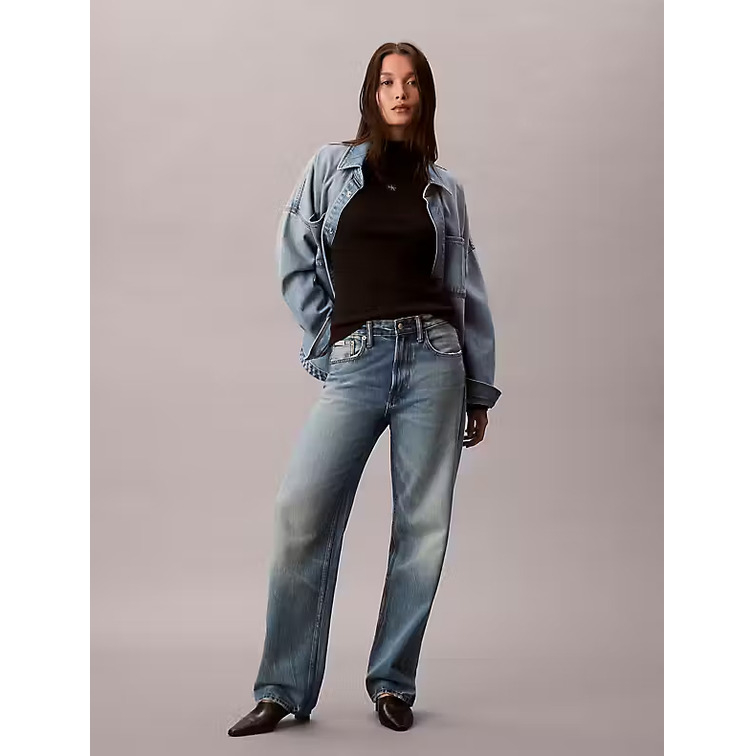chemise femme  calvin klein w ls woven label turtleneck