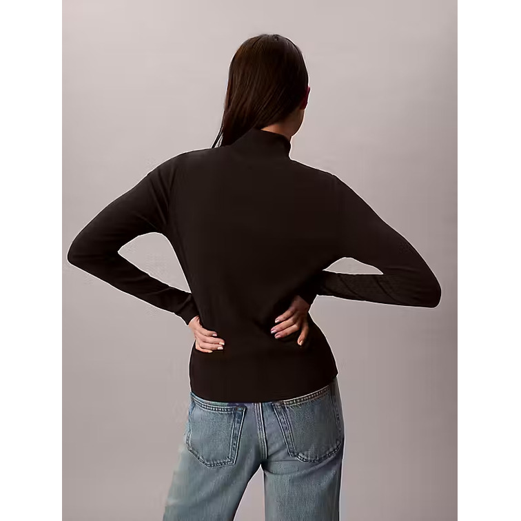 chemise femme  calvin klein w ls woven label turtleneck
