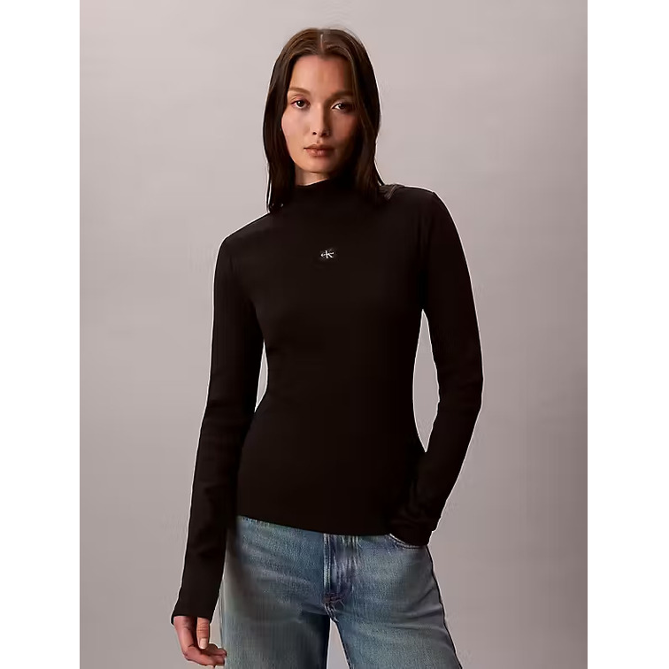 chemise femme  calvin klein w ls woven label turtleneck