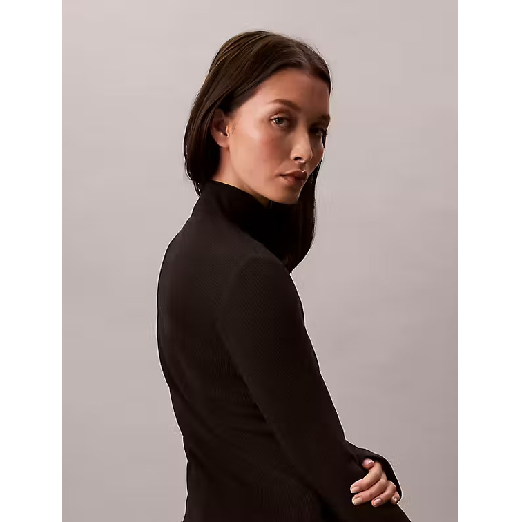 chemise femme  calvin klein w ls woven label turtleneck