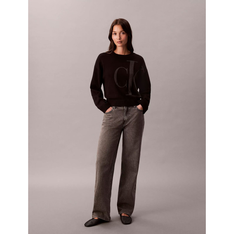 maillot femme  calvin klein w long sleeve smooth cotton ck