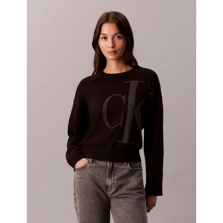 maillot femme  calvin klein w long sleeve smooth cotton ck