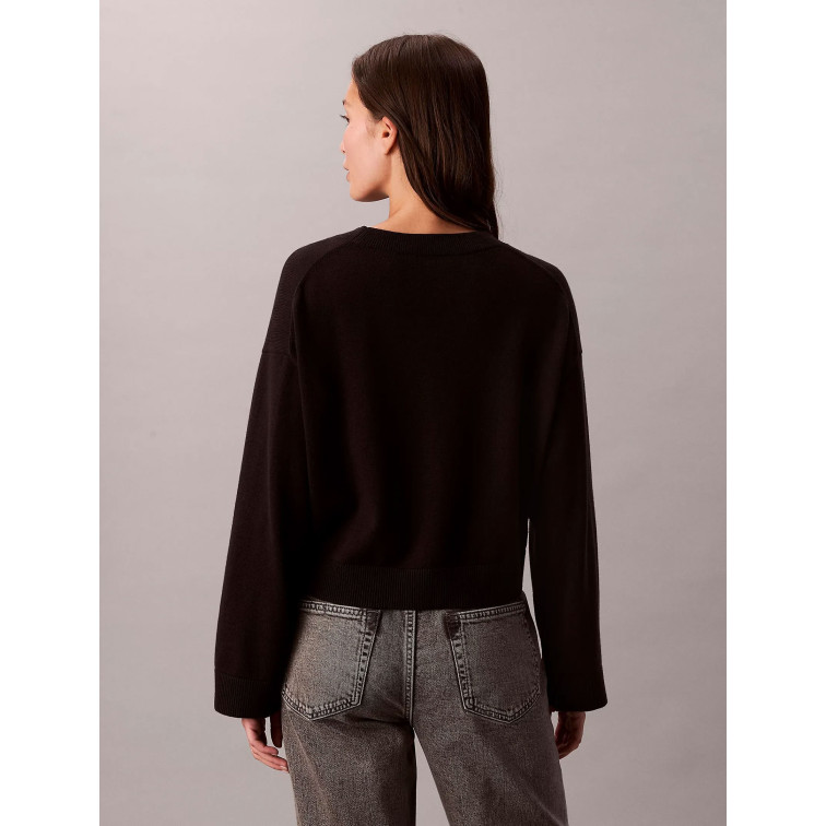 maillot femme  calvin klein w long sleeve smooth cotton ck