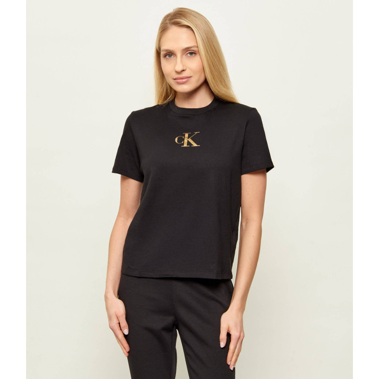 t-shirt femme  calvin klein w ss classic foil ck tee