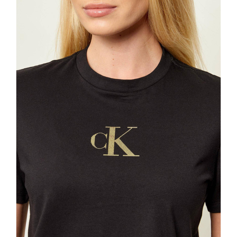 t-shirt femme  calvin klein w ss classic foil ck tee