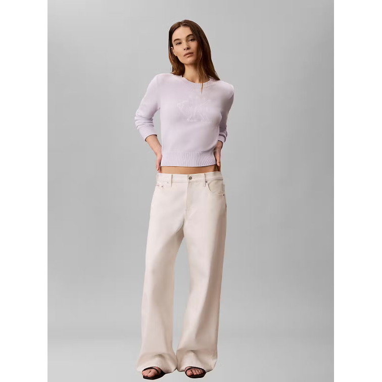 maillot femme  calvin klein w logo outline ls top