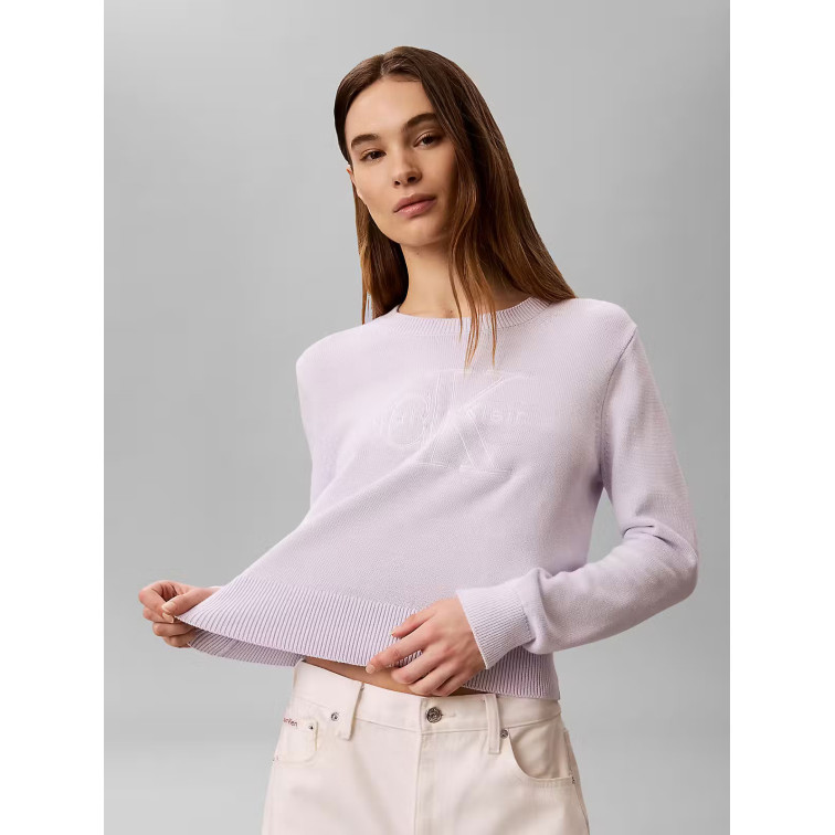 maillot femme  calvin klein w logo outline ls top