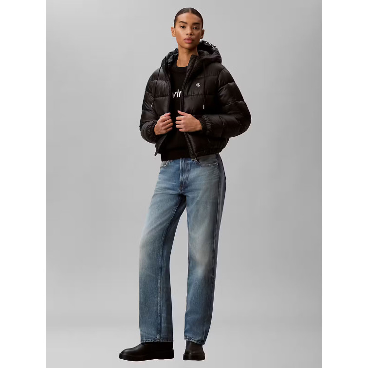 manteau femme  calvin klein w lw short logo puffer jacket