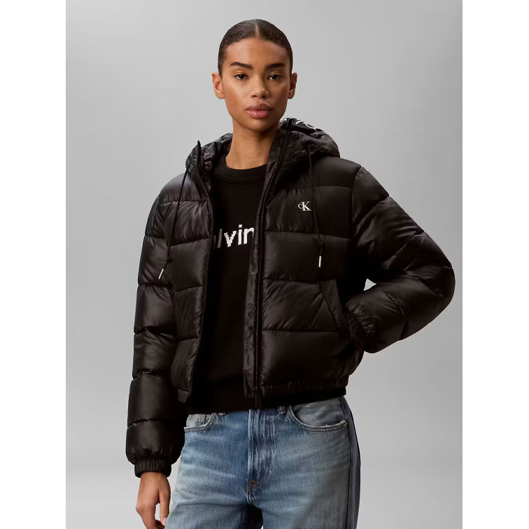 manteau femme  calvin klein w lw short logo puffer jacket