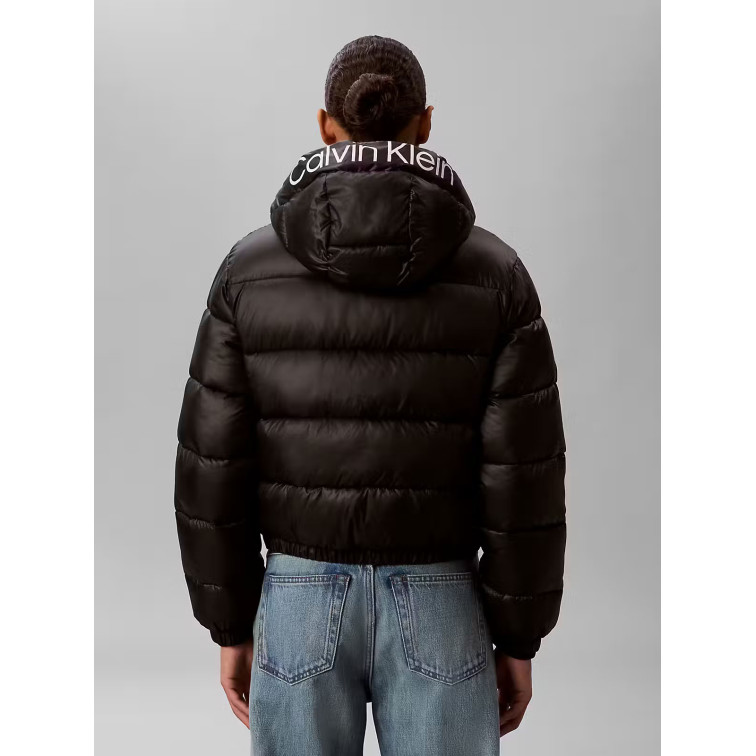 manteau femme  calvin klein w lw short logo puffer jacket