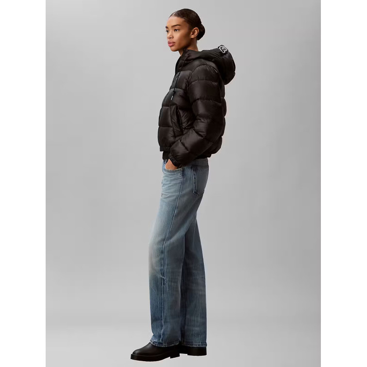 manteau femme  calvin klein w lw short logo puffer jacket
