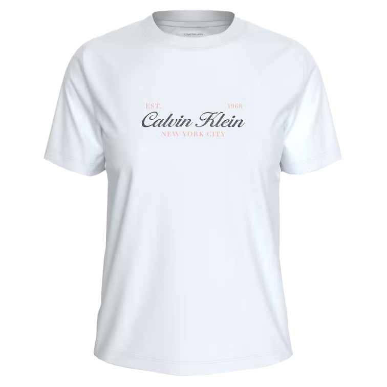 t-shirt femme  calvin klein w ss classic script two tone t