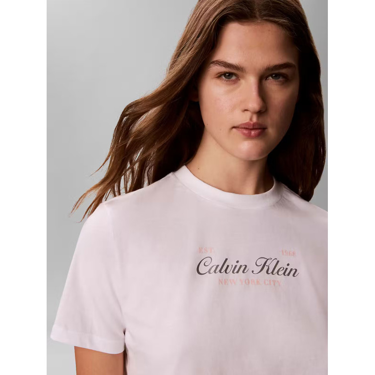 t-shirt femme  calvin klein w ss classic script two tone t