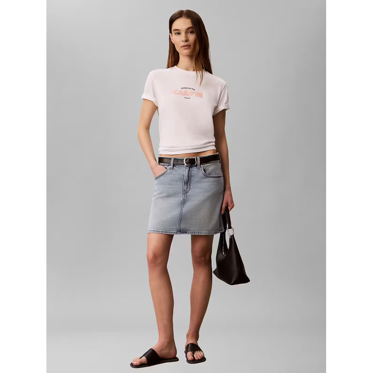 t-shirt femme  calvin klein w ss classic resort calvin log