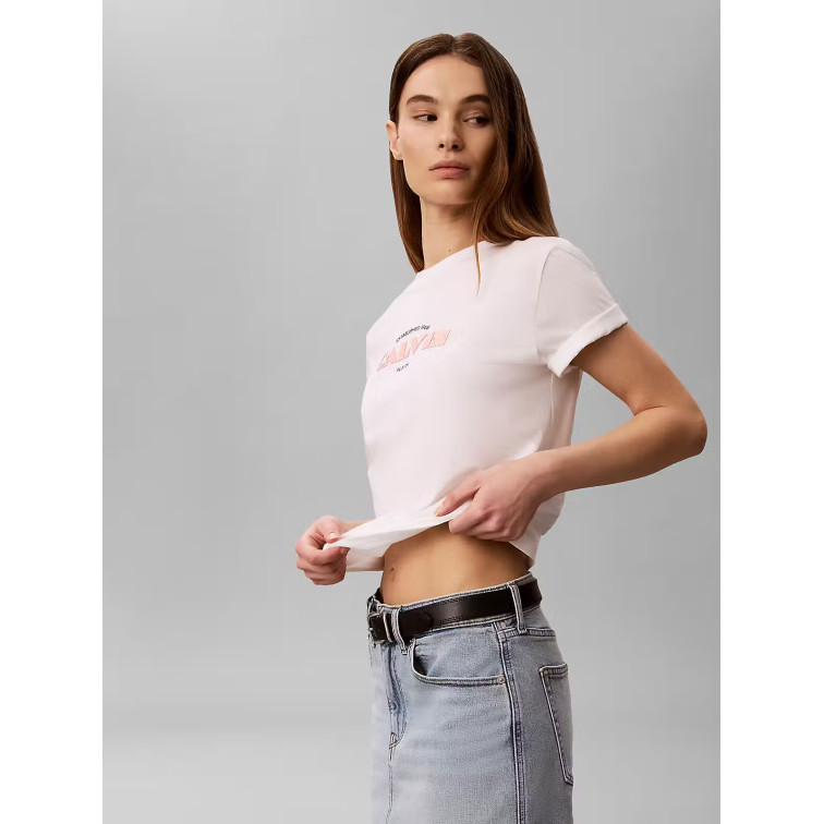 t-shirt femme  calvin klein w ss classic resort calvin log
