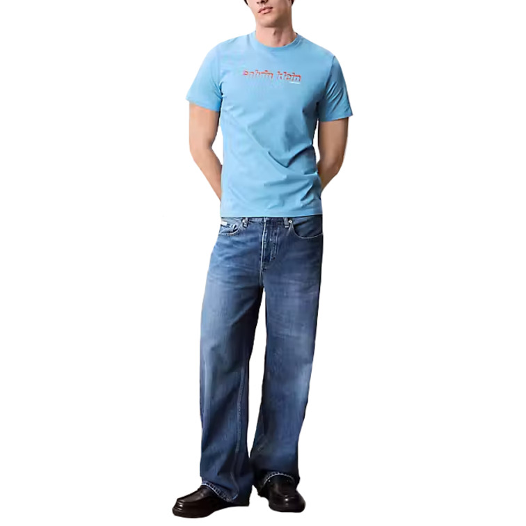 t-shirt homme  calvin klein m ss 30s eu calvin line 3d gra