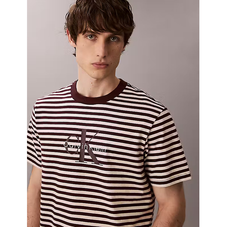 t-shirt homme  calvin klein m ss 20s stripe maillot singelog