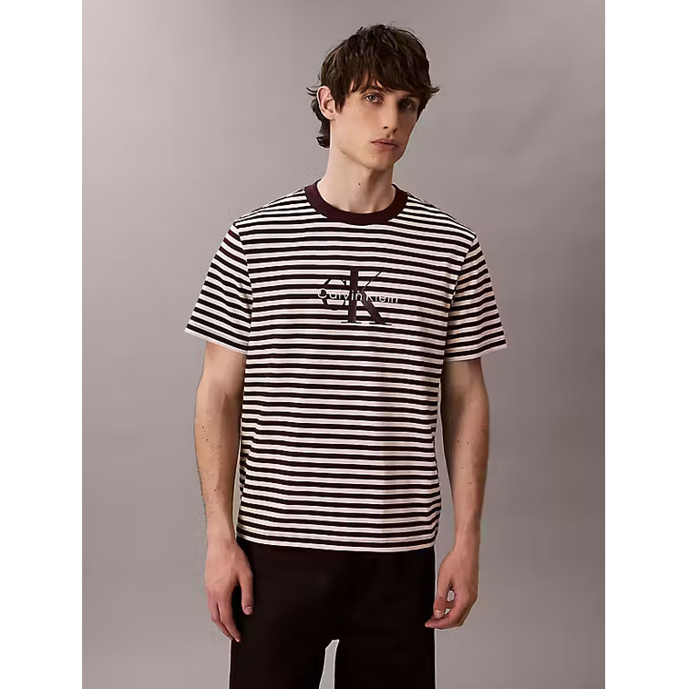 t-shirt homme  calvin klein m ss 20s stripe maillot singelog