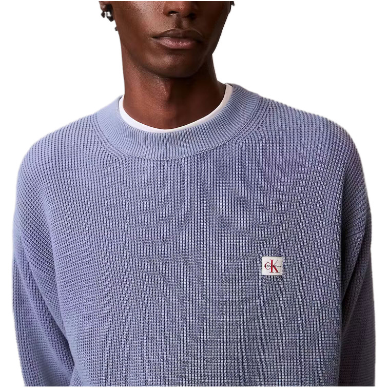 maillot homme  calvin klein m ls ez cotton waffle crwnk sw