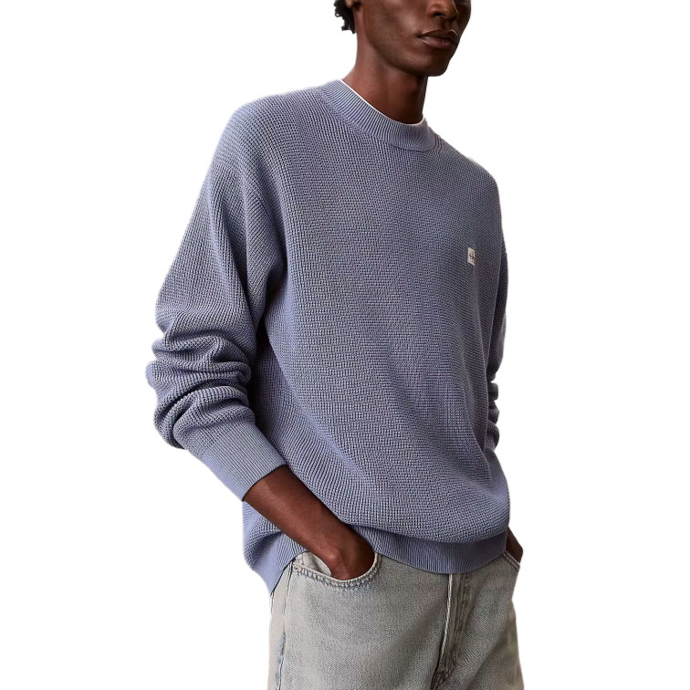 maillot homme  calvin klein m ls ez cotton waffle crwnk sw