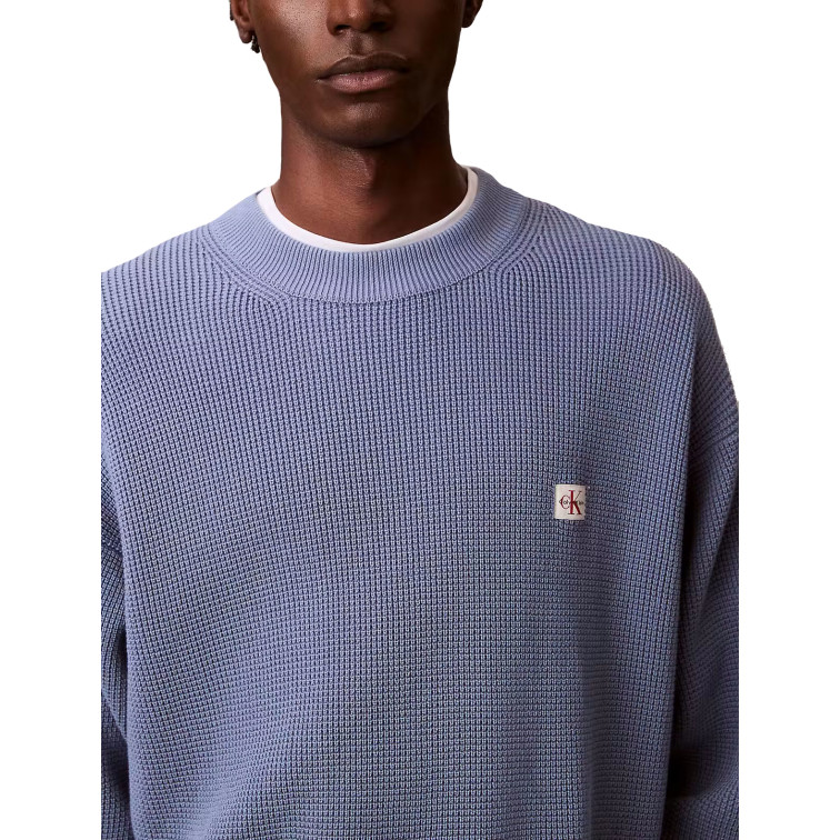 maillot homme  calvin klein m ls ez cotton waffle crwnk sw