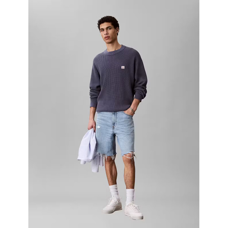 maillot homme  calvin klein m ls ez cotton waffle crwnk sw