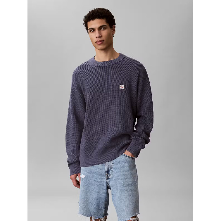 maillot homme  calvin klein m ls ez cotton waffle crwnk sw