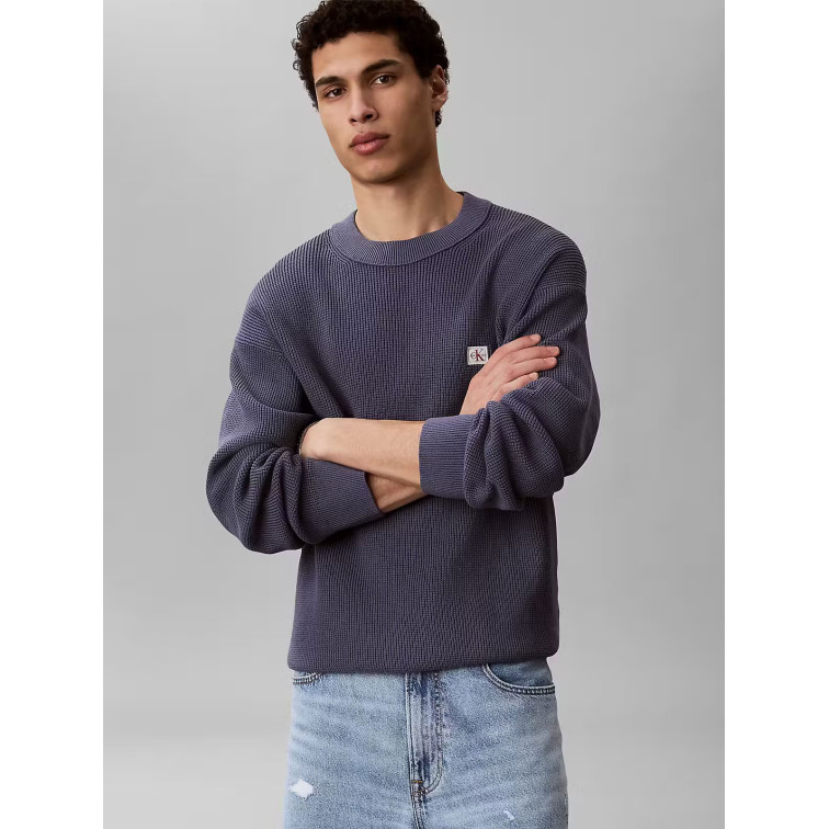 maillot homme  calvin klein m ls ez cotton waffle crwnk sw