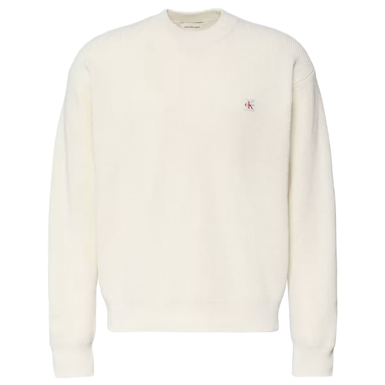 maillot homme  calvin klein m ls ez cotton waffle crwnk sw