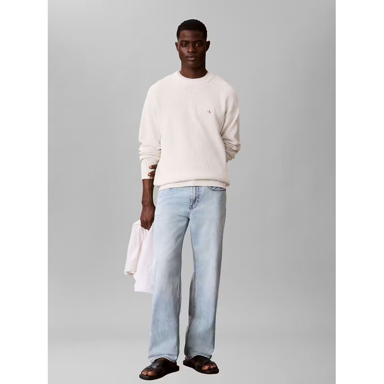maillot homme  calvin klein m ls ez cotton waffle crwnk sw