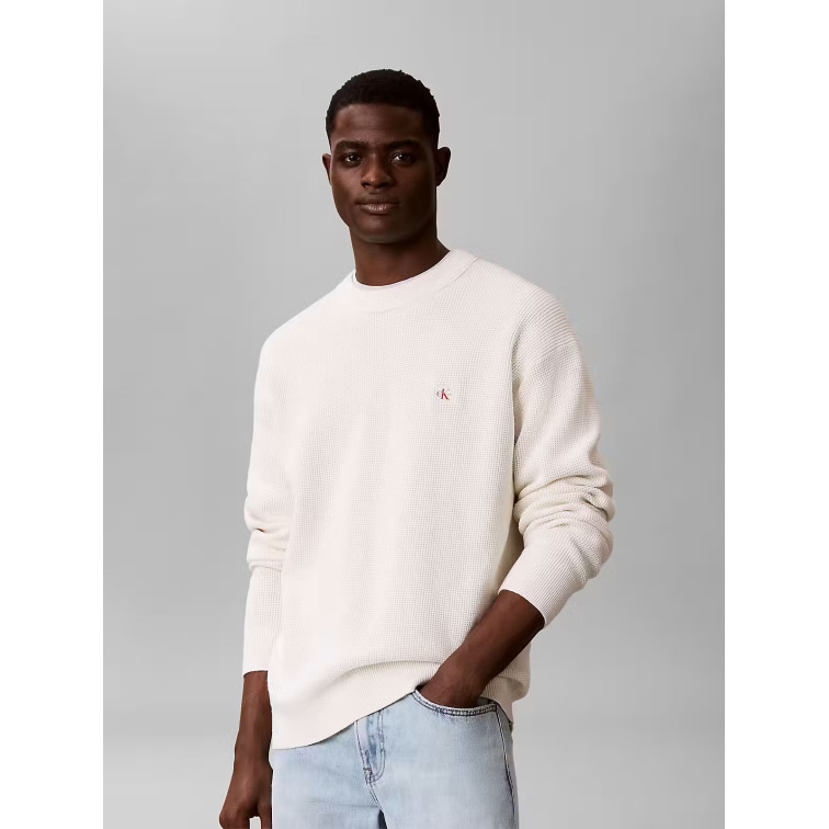 maillot homme  calvin klein m ls ez cotton waffle crwnk sw