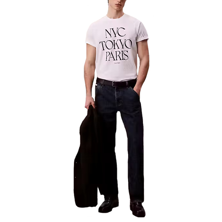 t-shirt homme  calvin klein m ss 20s tc flagship city grap