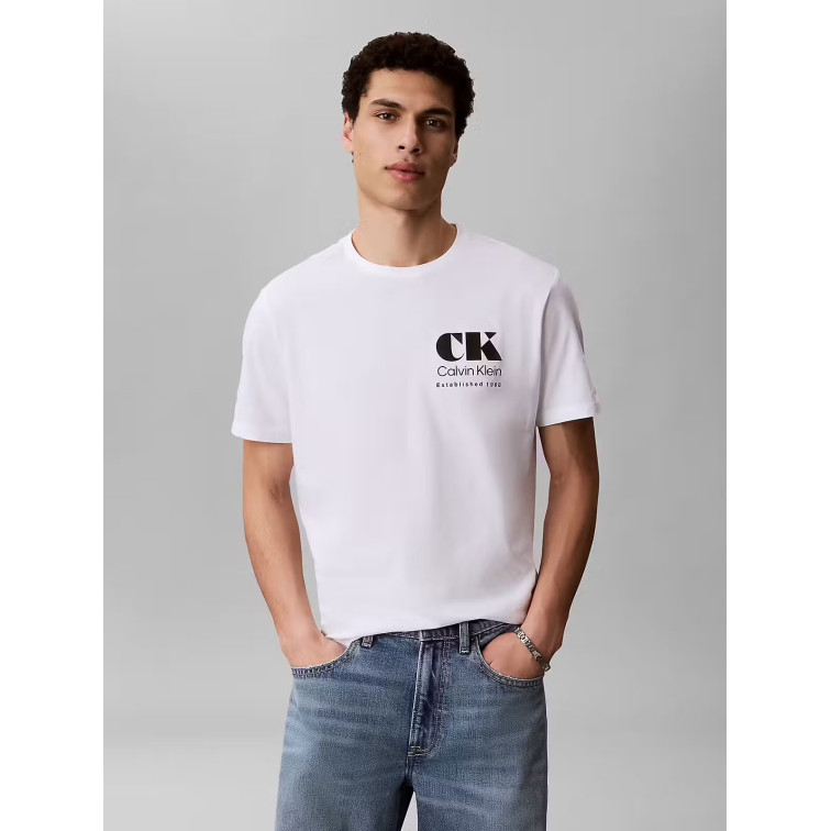 t-shirt homme  calvin klein m ss 30s eu ck resort graphic