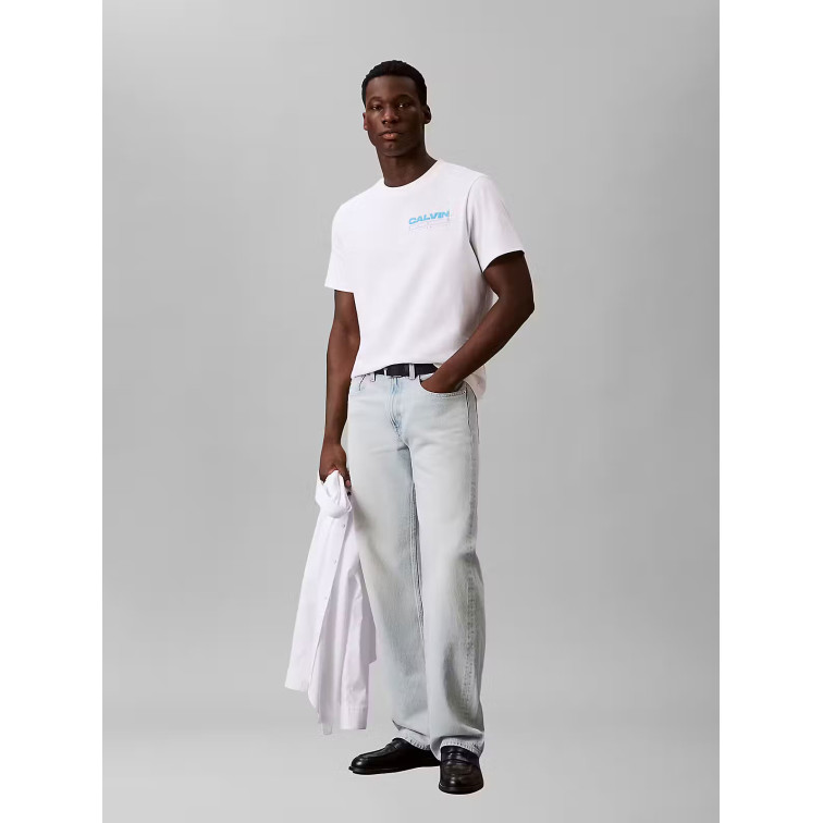 t-shirt homme  calvin klein m ss 20s calvin disc stack gra