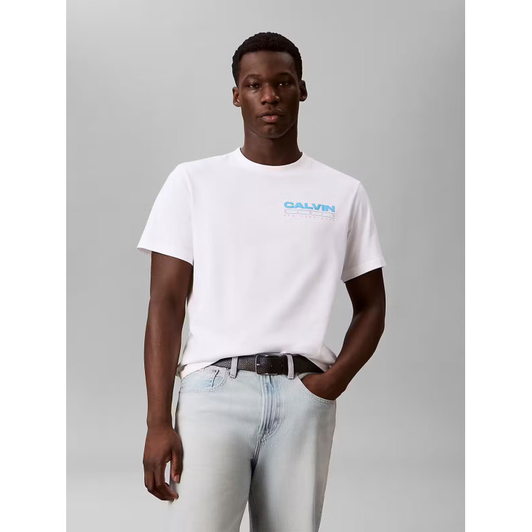 t-shirt homme  calvin klein m ss 20s calvin disc stack gra